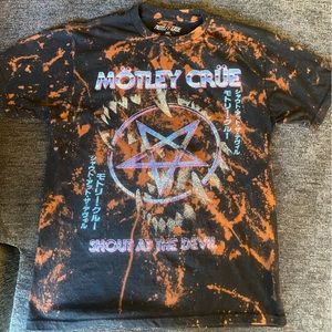 Montley Crue band shirt acid wash bleach dye